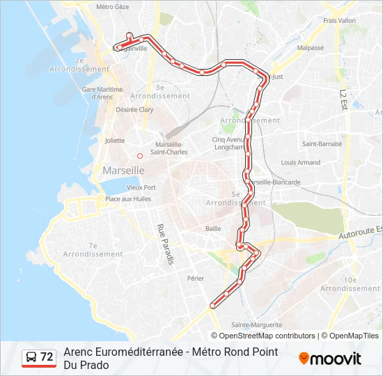 72 Bus Line Map