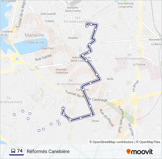 74 Bus Line Map