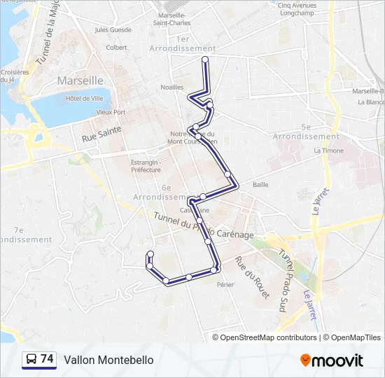 74 Bus Line Map