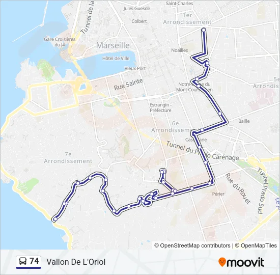 74 Bus Line Map