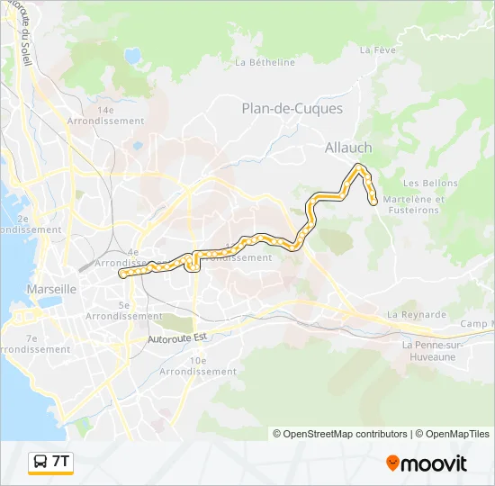 7T Bus Line Map