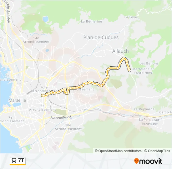 7T Bus Line Map