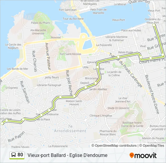 80 Bus Line Map