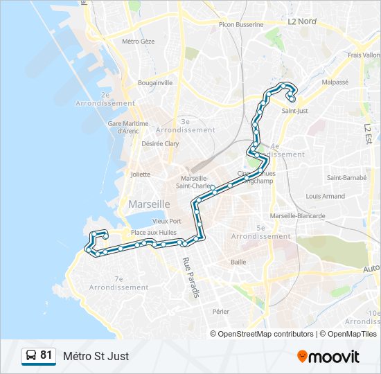 Plan de la ligne 81 de bus