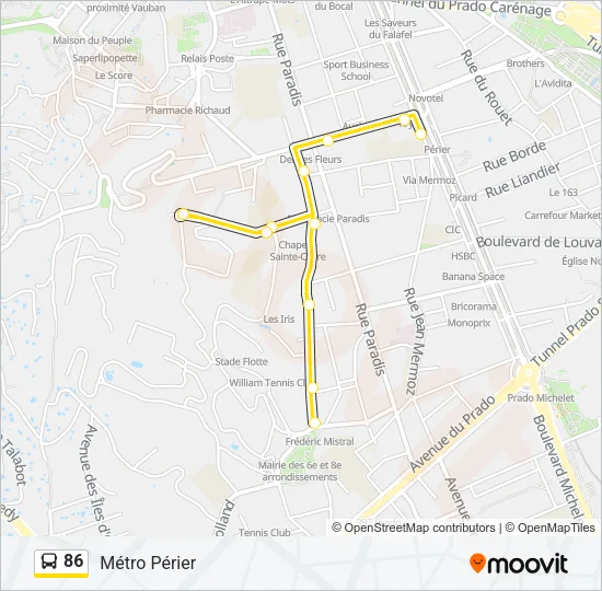 86 Bus Line Map