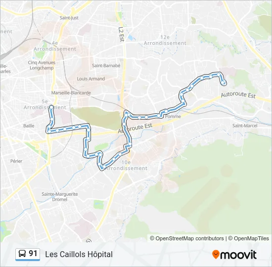 91 Bus Line Map