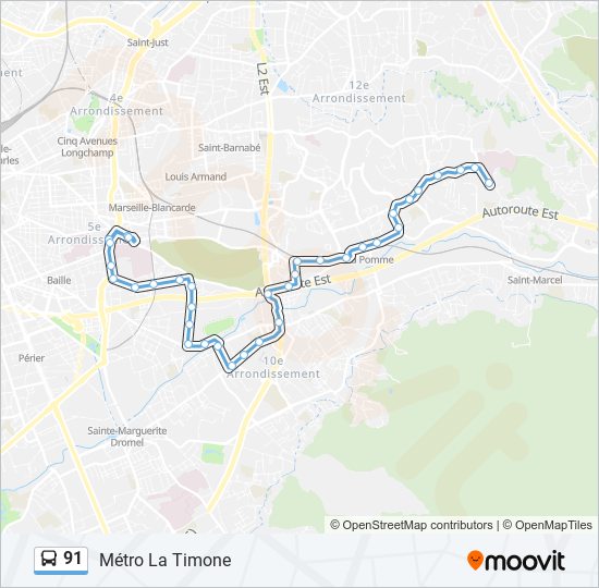 Mapa de 91 de autobús