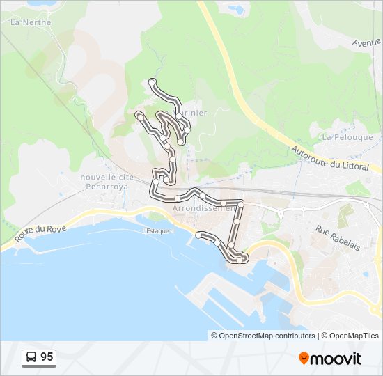 Plan de la ligne 95 de bus