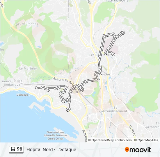 96 Bus Line Map