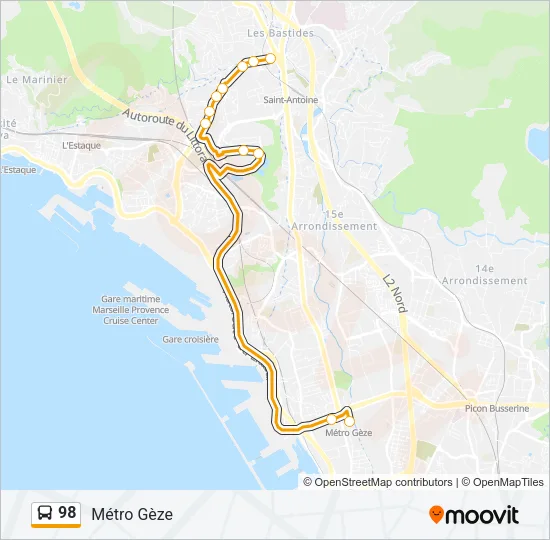 98 Bus Line Map