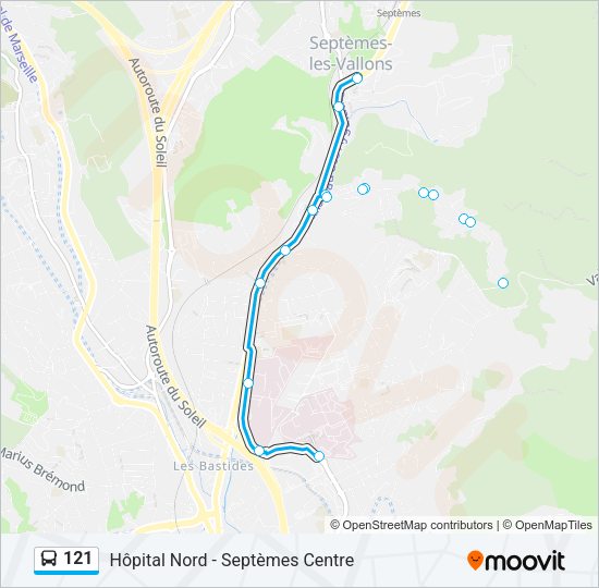 Plan de la ligne 121 de bus