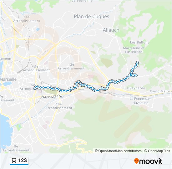 Plan de la ligne 12S de bus