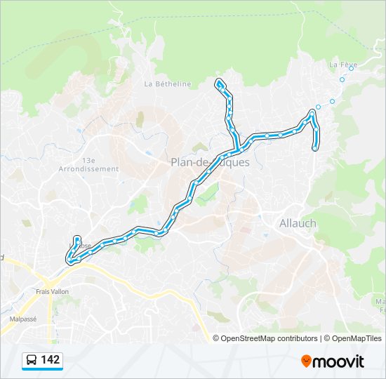 142 bus Line Map