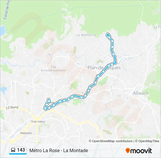 143 Bus Line Map