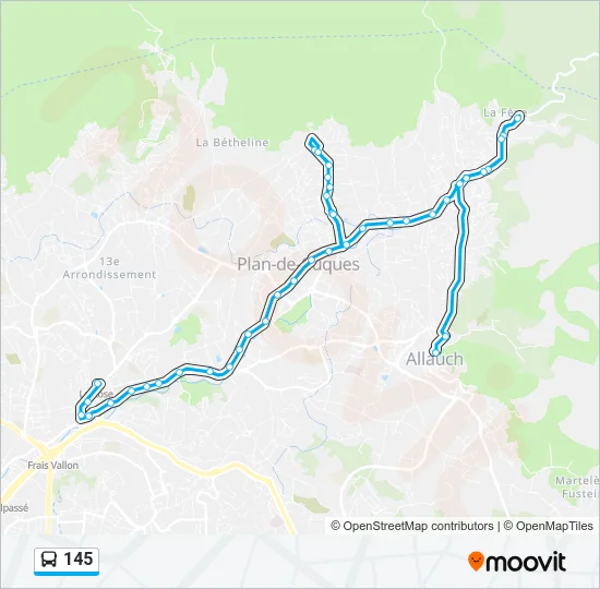 145 Bus Line Map