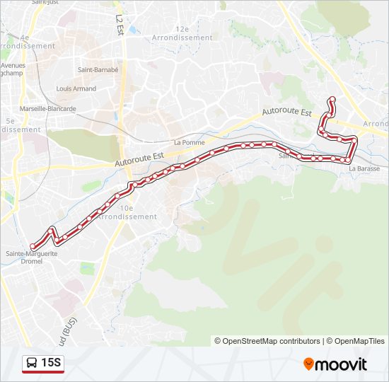 Plan de la ligne 15S de bus