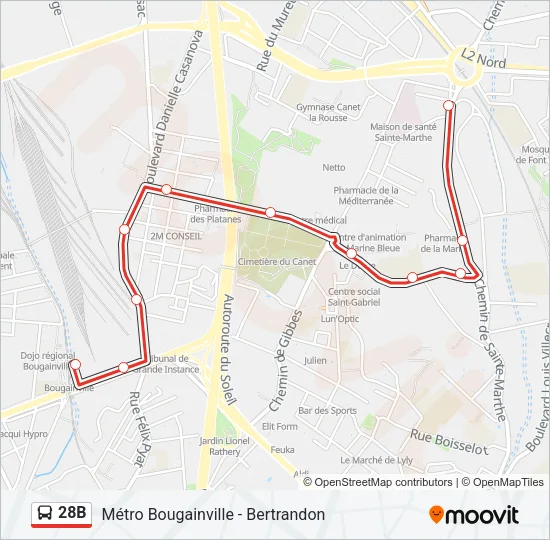 28B Bus Line Map