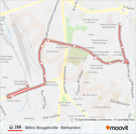28B Bus Line Map