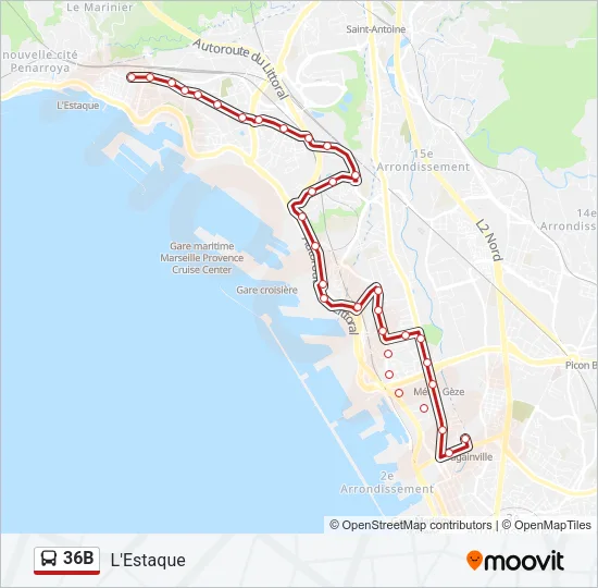 36B Bus Line Map