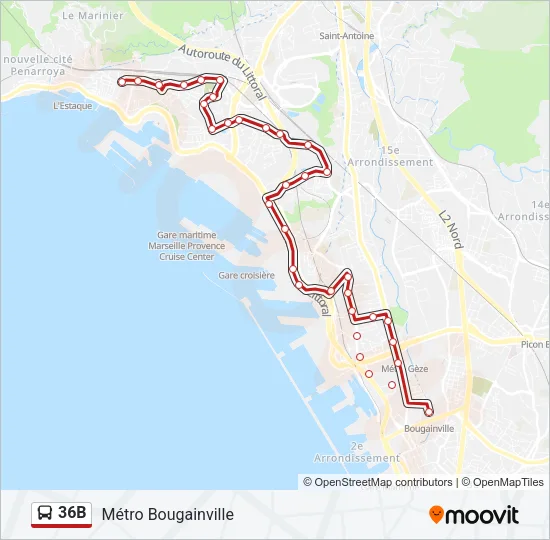 36B Bus Line Map