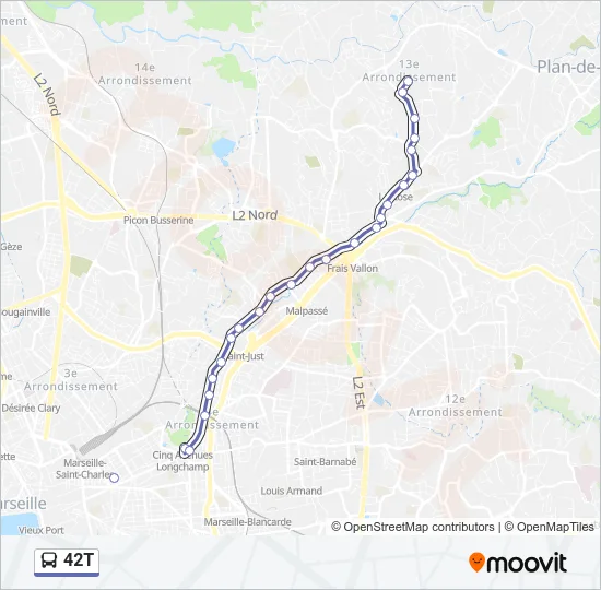 42T Bus Line Map