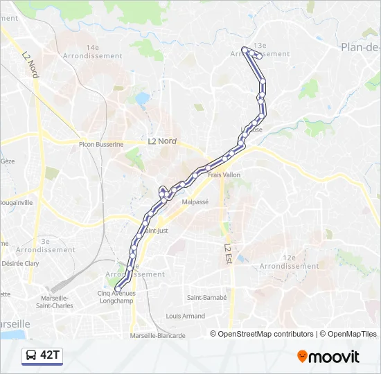42T Bus Line Map