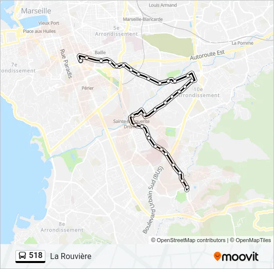 518 Bus Line Map