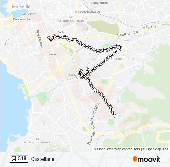 518 Bus Line Map