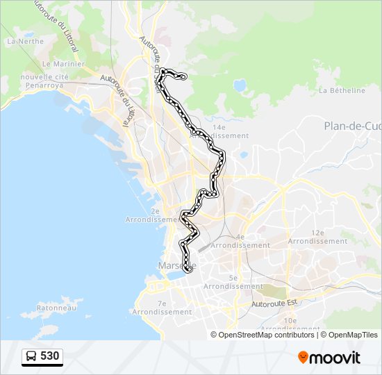 530 bus Line Map