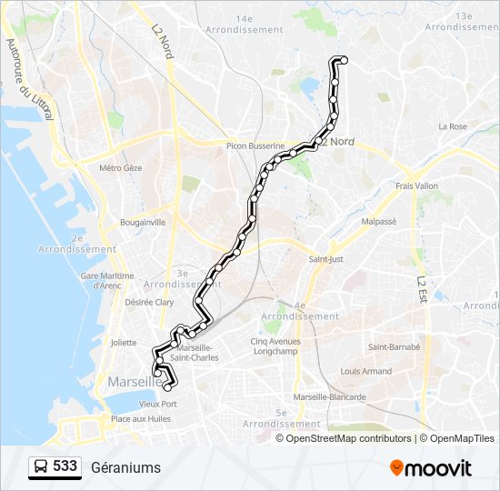 533 bus Line Map