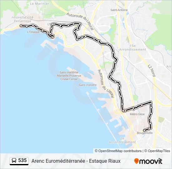 535 Bus Line Map