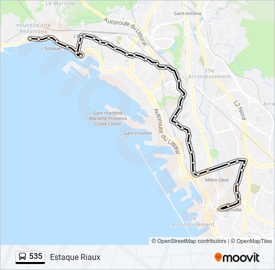 Plan de la ligne 535 de bus