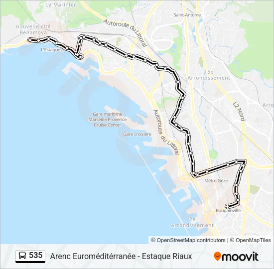 535 Bus Line Map