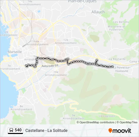 540 Bus Line Map