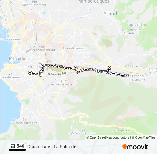 540 Bus Line Map