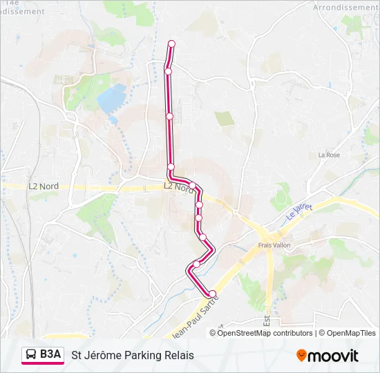 B3A Bus Line Map