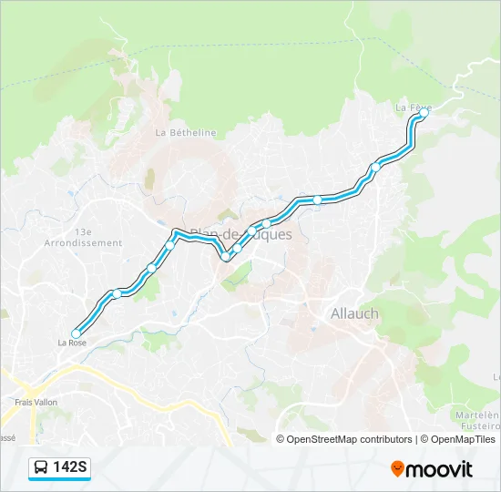 142S Bus Line Map