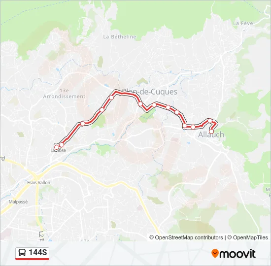144S Bus Line Map