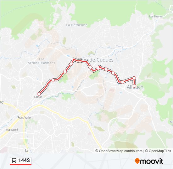 Mapa de 144S de autobús