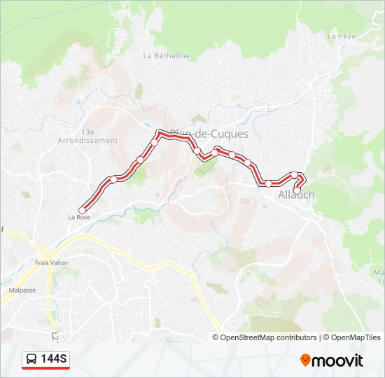 144S Bus Line Map