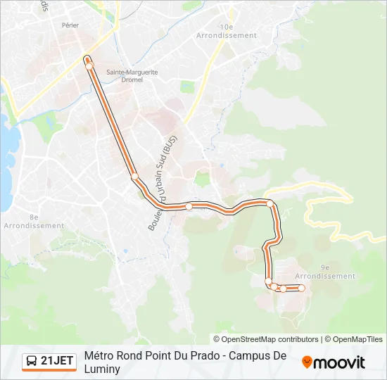 21JET Bus Line Map