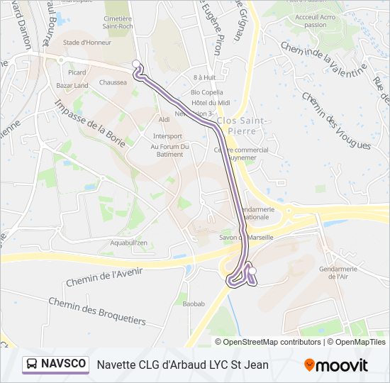 Plan de la ligne NAVSCO de bus