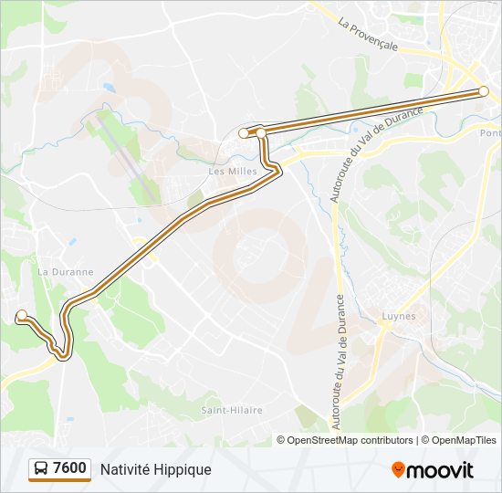 Plan de la ligne 7600 de bus