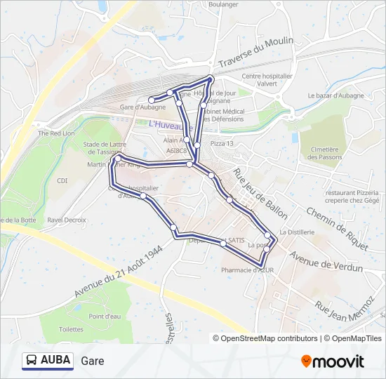 AUBA Bus Line Map