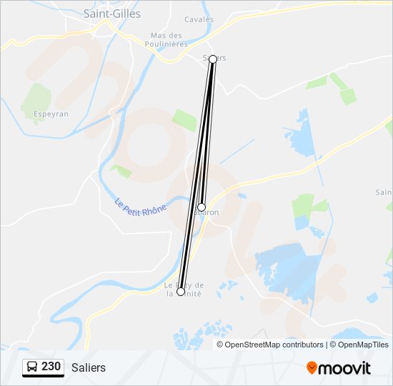 Plan de la ligne 230 de bus