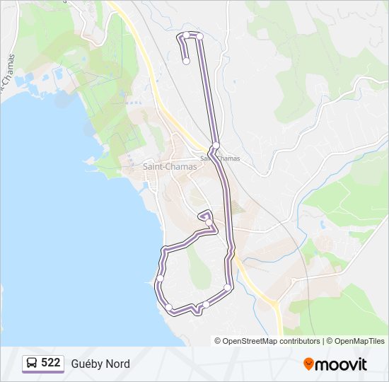 Plan de la ligne 522 de bus