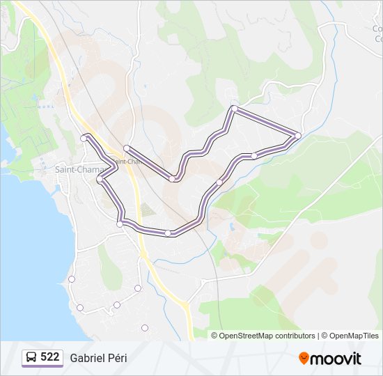 Plan de la ligne 522 de bus