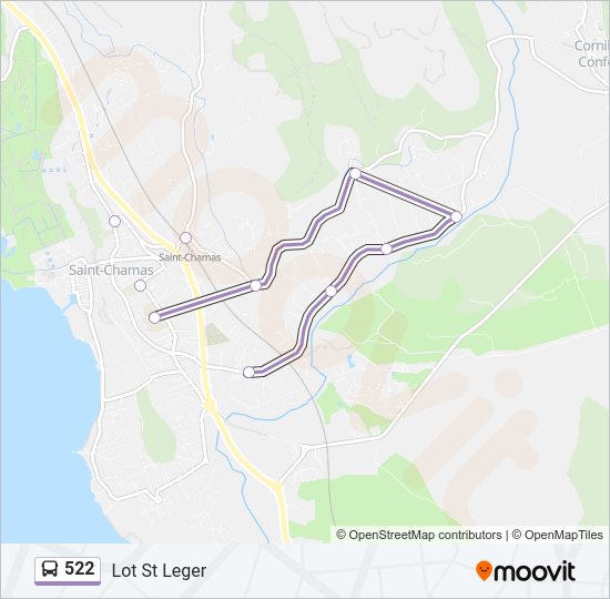 Plan de la ligne 522 de bus
