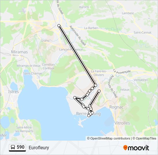 Mapa de 590 de autobús