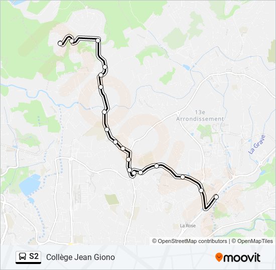 S2 bus Line Map